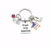 2024 Gift for New Citizenship Keychain, USA Citizen Key chain / Proud to be American Red, White and Blue US Flag Keyring / Military Present