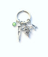 DPT Gifts Keychain, Doctor of Physical Therapy Caduceus Key chain, Therapist Keyring, Initial letter her him men women crutches crutch for