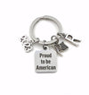 Gift for New Citizen, Proud to be American KeyChain, 2023 Key Chain USA Keyring Present silver Patriotic initial Flag her him men 2024