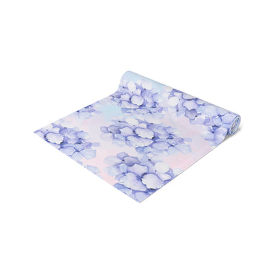 Spring Table Runner / Cotton or Poly / Blue, Pink and Purple Table Runner with Hydrangea Flowers / Mother's Day Present / Hostess Gift for Easter / Summer Home Decor