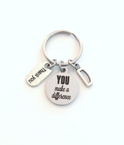 Volunteer Appreciation Keychain, You make a Difference Key Chain, Gift for Thank you Present,  Daycare teacher keyring, Gratitude Gift