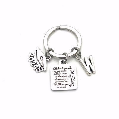 2024 Graduation Gifts for Her Keychain / Behind you, all your memories before you, all your dreams, around you, all who love you. Within you