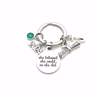 College Graduation Gift for Her Keychain, 2024 University Grad Student Key Chain, She believed she could so she did Present Canadian Seller