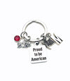 New Citizen Gift Keychain, Proud to be American, 2024 Key Chain for USA Keyring Present birthstone initial Flag Charm her women Patriotic