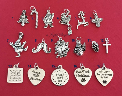 Christmas Charm Add on to any listings 1 single Pendant Silver Santa Snowman Baby's First Reindeer Our Mustache Tree Candy Cane Sleigh Bell