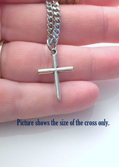 Cross Necklace for Boy, Religious Gift for Men, Teen, man, Teenage Son, Grandson, Nephew, bead ball chain Crucifix Jewelry, confirmation first communion Stainless Steel him