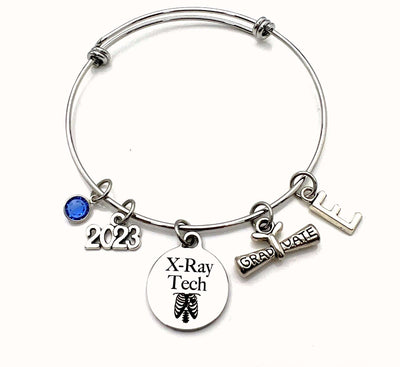 Gift for XRay Technician Graduation Bracelet, 2023 Radiology X-Ray Tech Student Grad, Jewelry Graduate Charm women CT Scan CAT Tech present