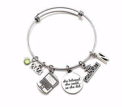 Computer Science Graduation Gift, 2023 Engineer Grad Jewelry, Software Design Bracelet, Business Graduate Present, Technology Laptop Charm