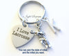 Lacrosse Keychain, I love Lacrosse Key Chain Gift For Player Keyring Birthday Present Christmas initial letter Purse Charm team man boy girl