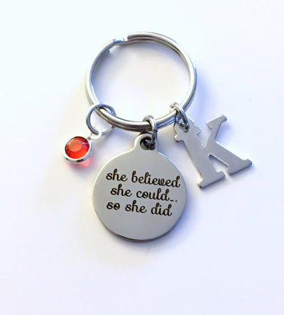 Graduation Keychain, Gift for Grad Present Achievement Law of attraction She believed she could so she did Key Chain, Gift for Daughter, Granddaughter