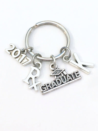 Rx Graduation Present 2024 Pharmacy Keychain, Gift for Pharmacist Graduate 2023 Key Chain Grad Keyring with Initial letter R x Jewelry 2025