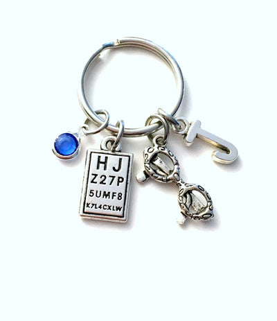Ophthalmologist Keychain, Optometrist Key Chain Gift for Optometry Student Eye Doctor Assistant Keyring Initial snellen men woman Lab Vision