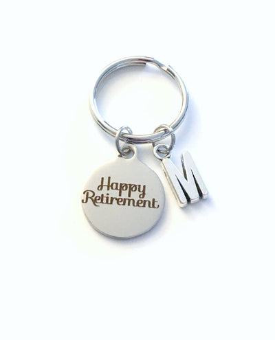 Happy Retirement Key Chain, Gift for Retiree Keychain, Employee Boss Present, Coworker Keychain, Retire Keyring, custom silver men women