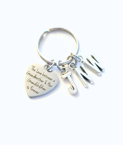 The love between a Grandmother and her Grandchildren is Forever KeyChain Key Chain Multiple Grandkid letter 2 3 4 5 6 7 8 9 10 Gift for from