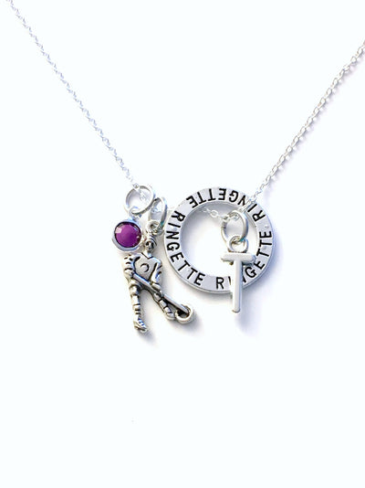 Ringette Necklace, 16" Girl's Jewelry, Gift for Teammate, Ringette Player Present, Perfect for your Daughter, Niece, Granddaughter or BFF