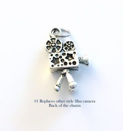 Movie Set Charm, Add on to listings, single Pendant, Silver Reel Clapper, Camera, Directors Chair, Drama Mask, Peanut, Photography, Film