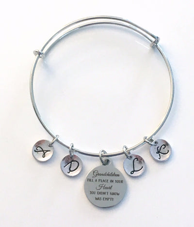 Personalized Gift for Grandmother Jewelry, Grandchildren fill a place in your heart you didn't know was empty Charm Bracelet from children, Multiple birthstones and initials 2 3 4 5 6 7 8 9, Present for Mimi, Grandma, Nana, Meme, Grammie,