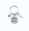 She believed she could so she did Gift, College Graduation Keychain, University Grad Key Chain, for High School Keyring Initial Birthstone