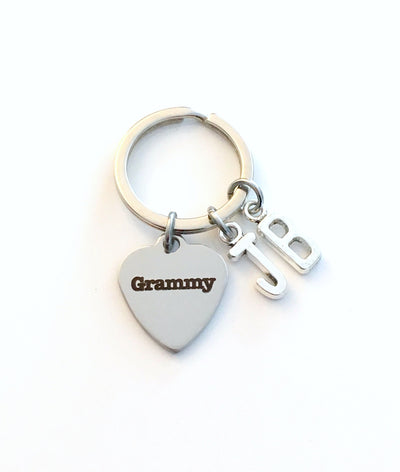 Grammy KeyChain, Multiple letters Gift for Grandmother Key Chain, Personalized Grammy Present, Customized Grammy Key Chain from Grandchildren or Children, Birthstones 2 3 4 5