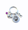 Crazy Cat Lady Keychain, Multiple letter or birthstones 2 3 4 5 6 7 8 9, Gift for Kitty Mom Key Chain
