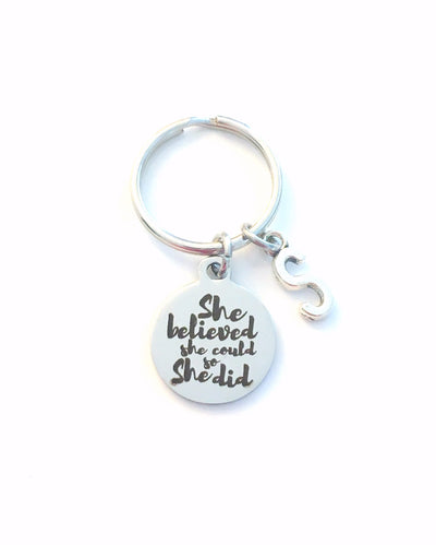 Graduation Gift for her Key Chain, She believed she could so she did Keychain, College University Grad Present, High School Keyring