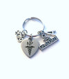 NP Graduation Present 2023 Gift, NP Keychain, NP Keyring for Nurse practitioner, Graduate Key chain Medical Caduceus initial letter 2024 him