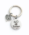 40th birthday gifts for women Keychain, Forty and Fabulous Key Chain, 40 40th her Birthstone Initial Present Jewelry Fortieth best friend