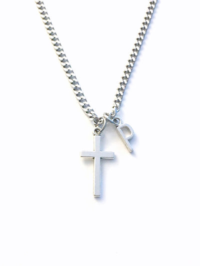 Silver Cross Necklace for Man, 3mm Stainless Steel Curb Chain won't tarnish, Men Christian Jewelry, Religious Gift for Men confirmation Father Day