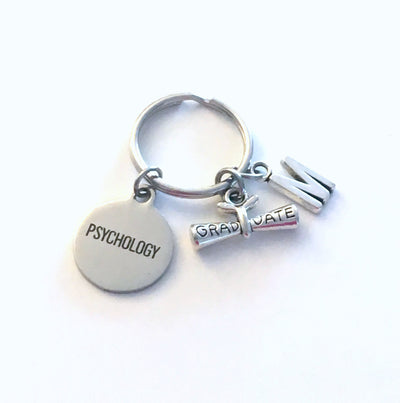 Psychology Graduation Gift, 2023 Psych Student Keychain for Psychologist Grad Key Chain Doctor Keyring Graduate initial letter man 2024