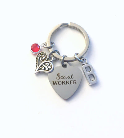 Social Worker Gift Keychain / Thank you Present Key Chain / MSW Keyring / Graduation or Retirement Gift for Social Worker / for her woman