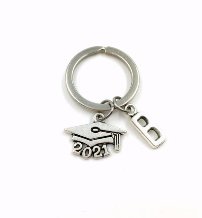 2024 Mortarboard Keychain / Graduation Keychain with Initial letter / Gift for Graduate Keyring / Grad Key Chain College Cap or other years