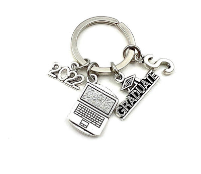 Computer Science Graduation Keychain, 2023 Gift for Software Engineer Student Grad Laptop Key Chain Keyring Initial man men women charm