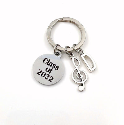 Graduation Gift for Band Student Keychain / Musician Class of 2023 Graduate Key Chain / Music Degree Grad Present / Treble note Keyring / Other years available