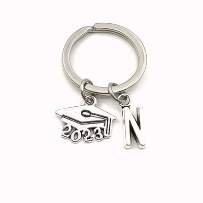 2024 Mortarboard Keychain / Graduation Keychain with Initial letter / Gift for Graduate Keyring / Grad Key Chain College Cap or other years