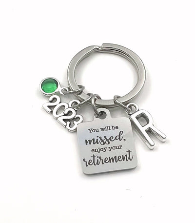 You will be missed, enjoy your retirement Keychain / 2023 Retirement Key Chain / Coworker Keyring / Gift for Boss  Retired present Co Worker
