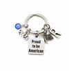 New Citizen Gift Keychain, Proud to be American, 2023 Key Chain for USA Keyring Present birthstone initial Flag Charm her women Patriotic