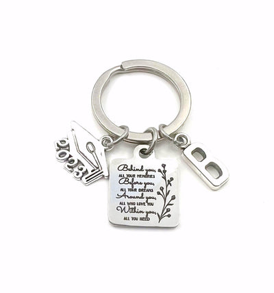 2024 Graduation Gift for Her Keychain / Behind you, all your memories before you, all your dreams, around you, all who love you. Within you
