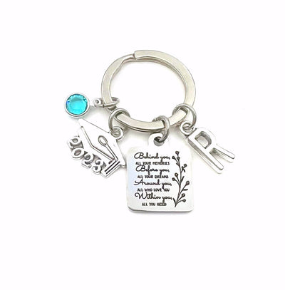 2024 Graduation Gift for Her Keychain / Behind you, all your memories before you, all your dreams, around you, all who love you. Within you