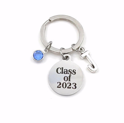 Class of 2023 Key Chain / Grad KeyChain / Gift for Graduate / Graduation Keyring / with Birthstone Initial / High School College University