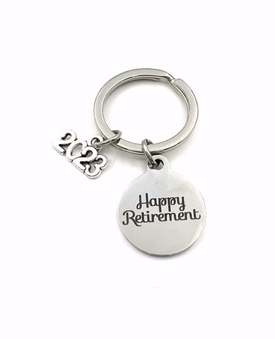 2023 Retirement Keychain / Gift for Retiree Key Chain / Boss or Coworker Retirement Present / Him Her Keyring / Husband Wife congratulations