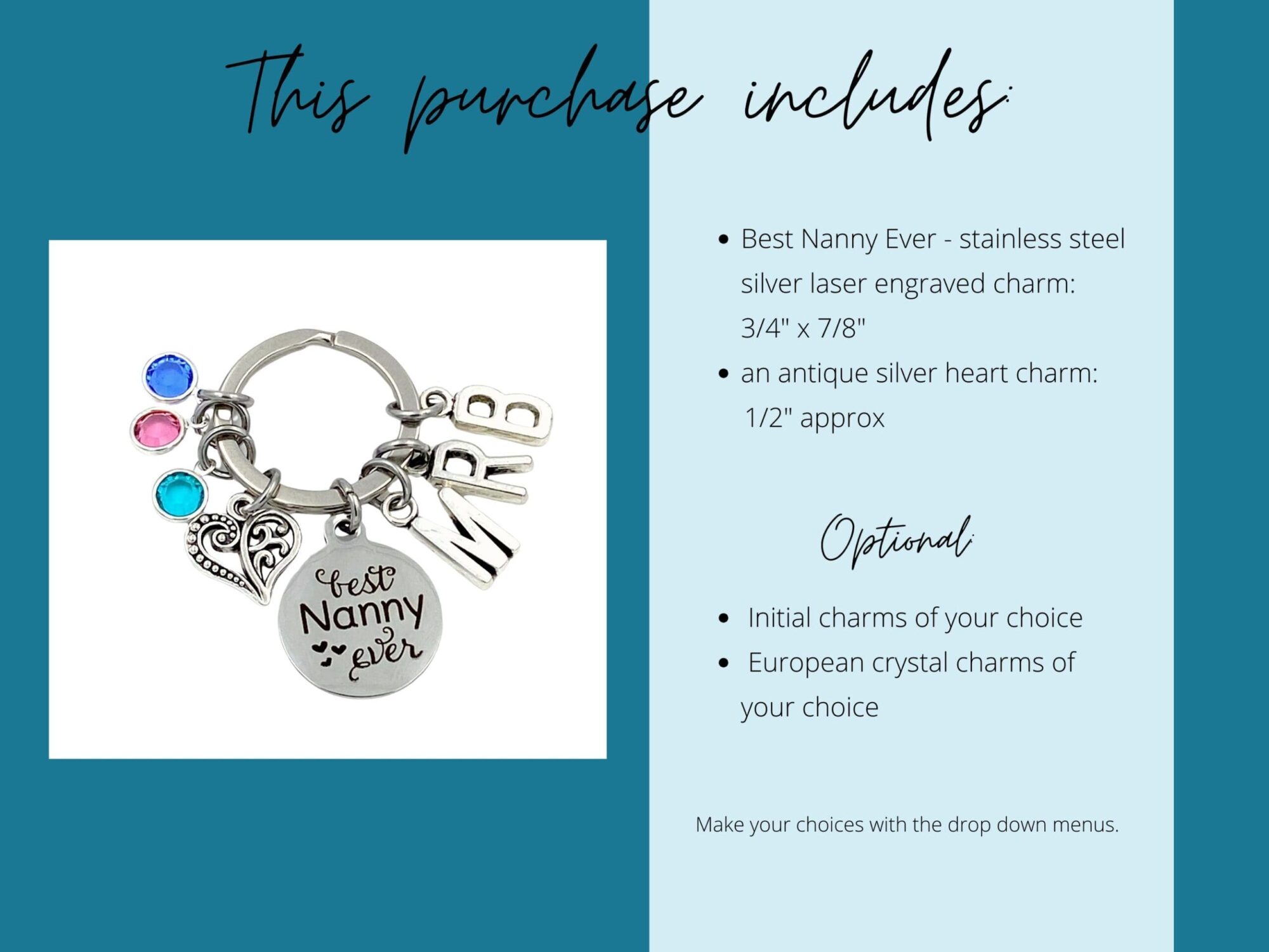 Best Nanny Ever Keychain, Gift for Grandmother - Image 3