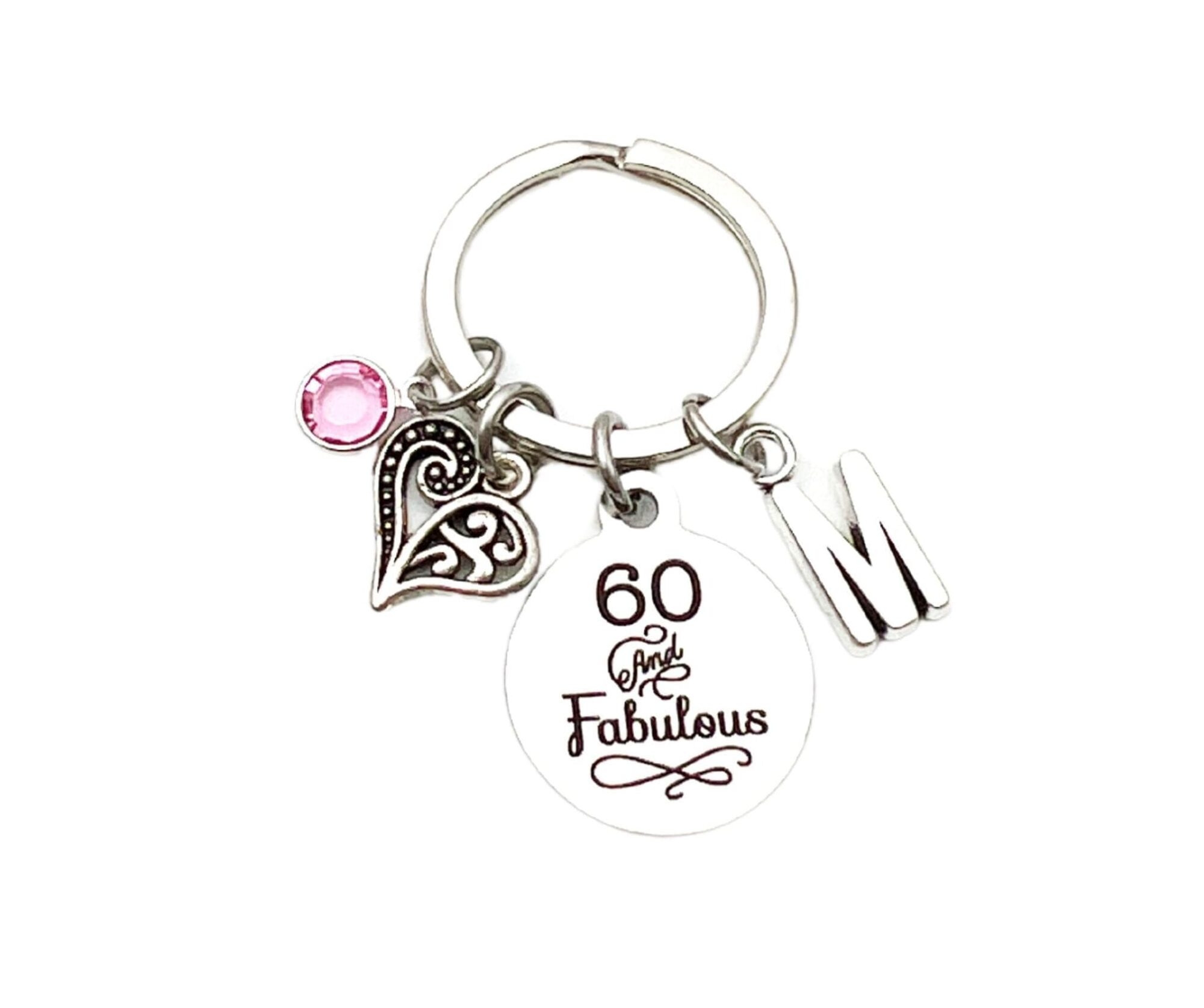 60th birthday gifts for women, 60 and Fabulous Keychain