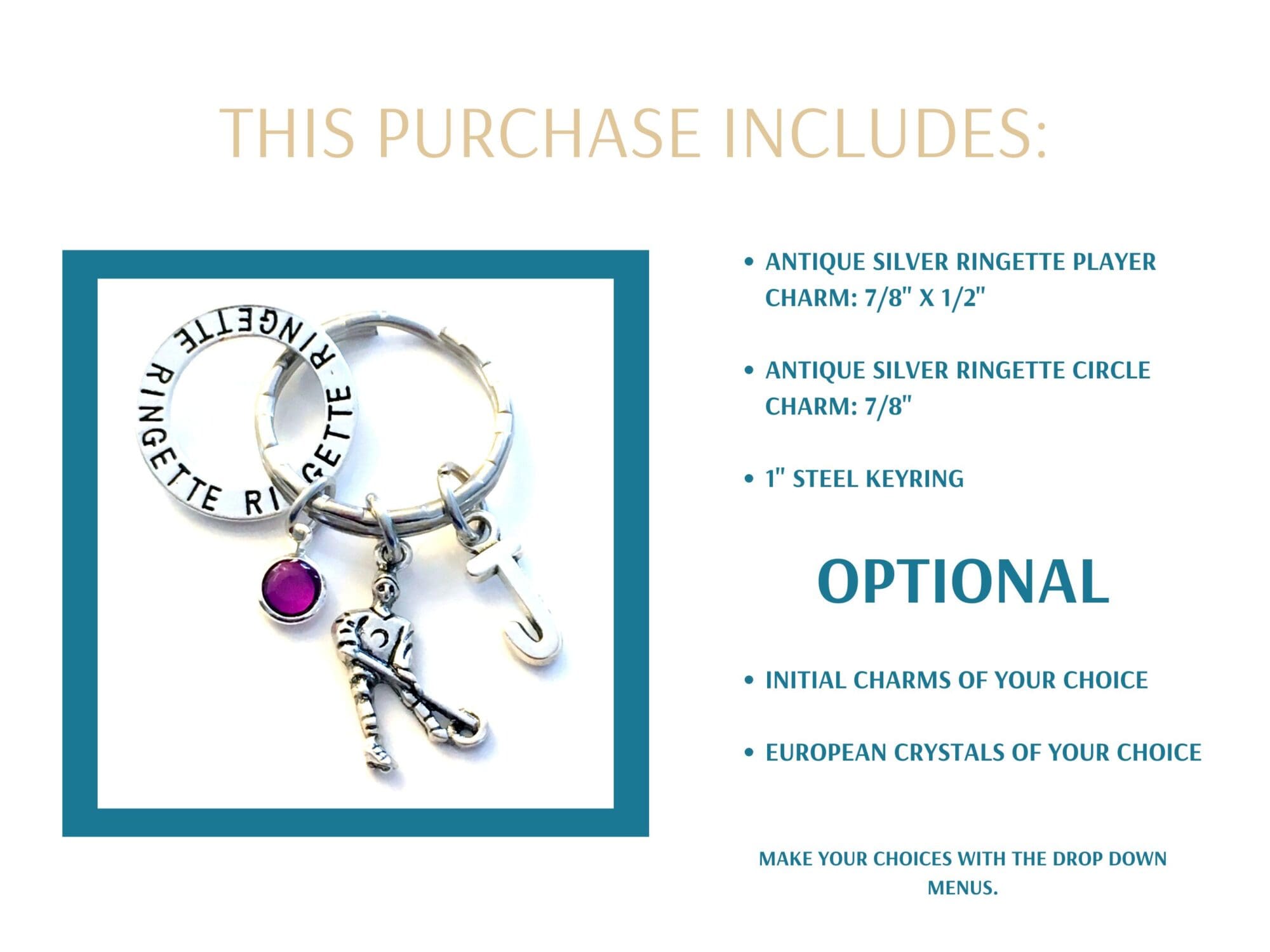 Ringette Keychain, Gift for Ringette Player - Image 2