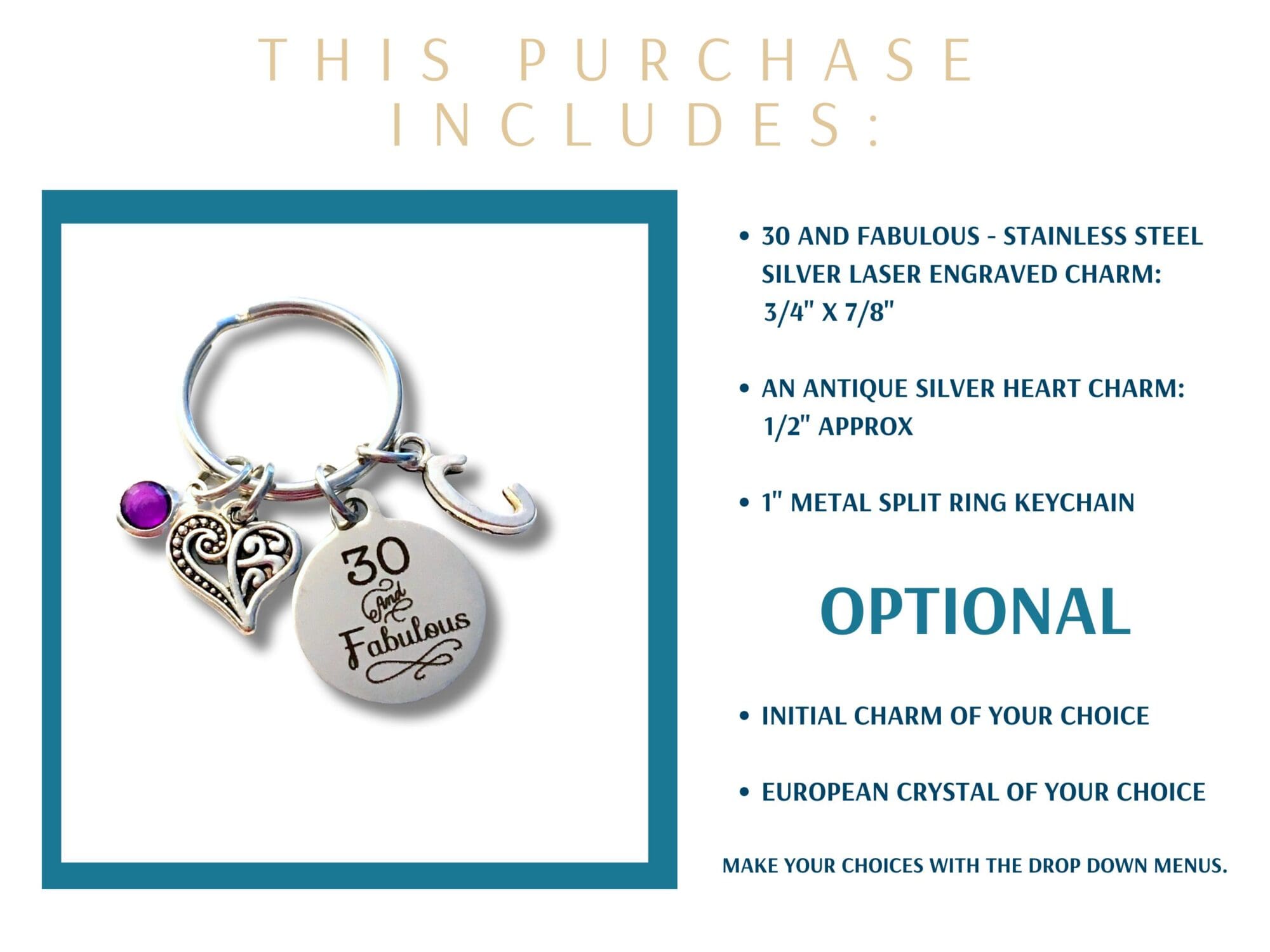30th birthday gifts for women Keychain - Image 2