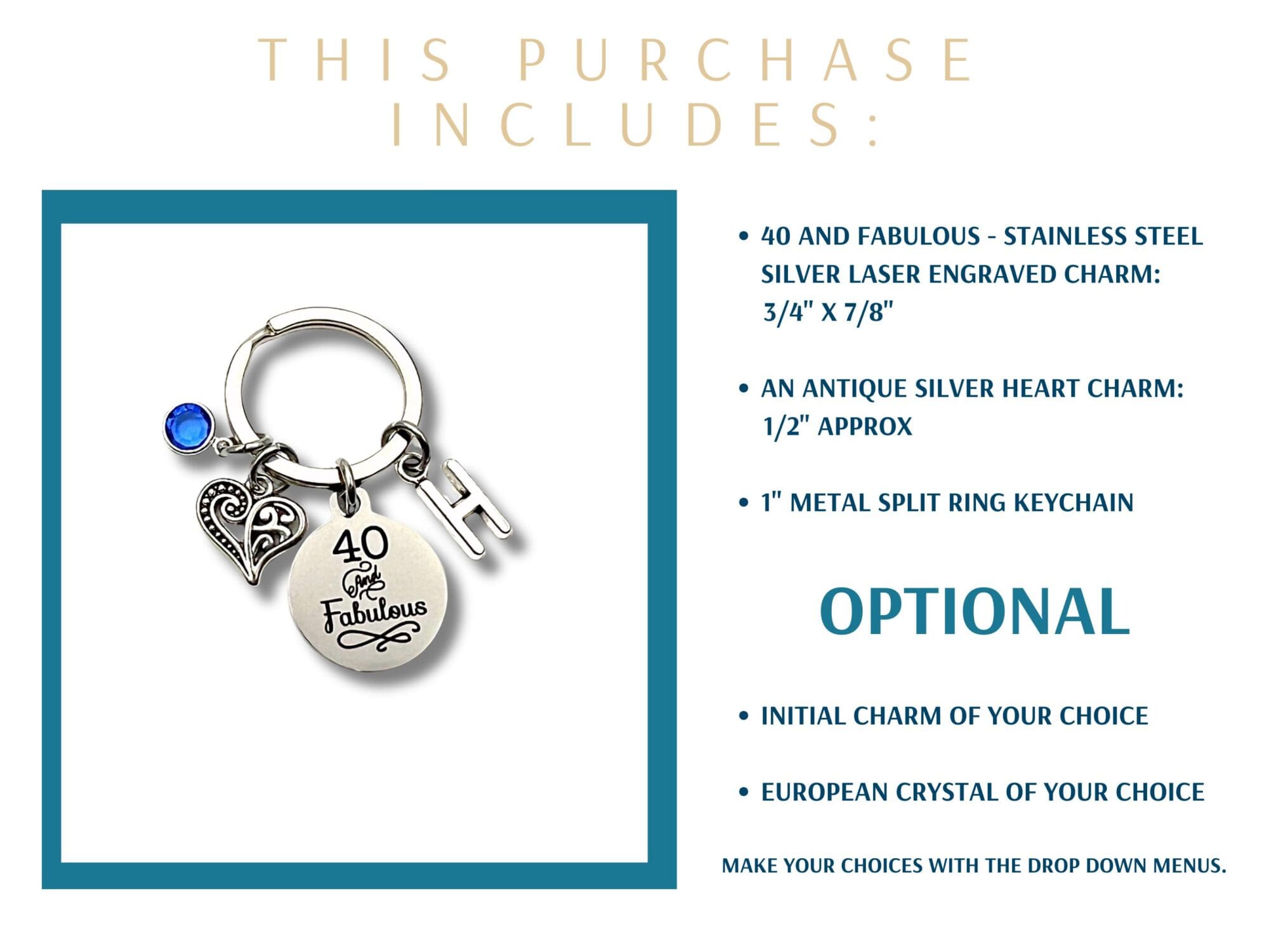 40th birthday gifts for women Keychain - Image 2