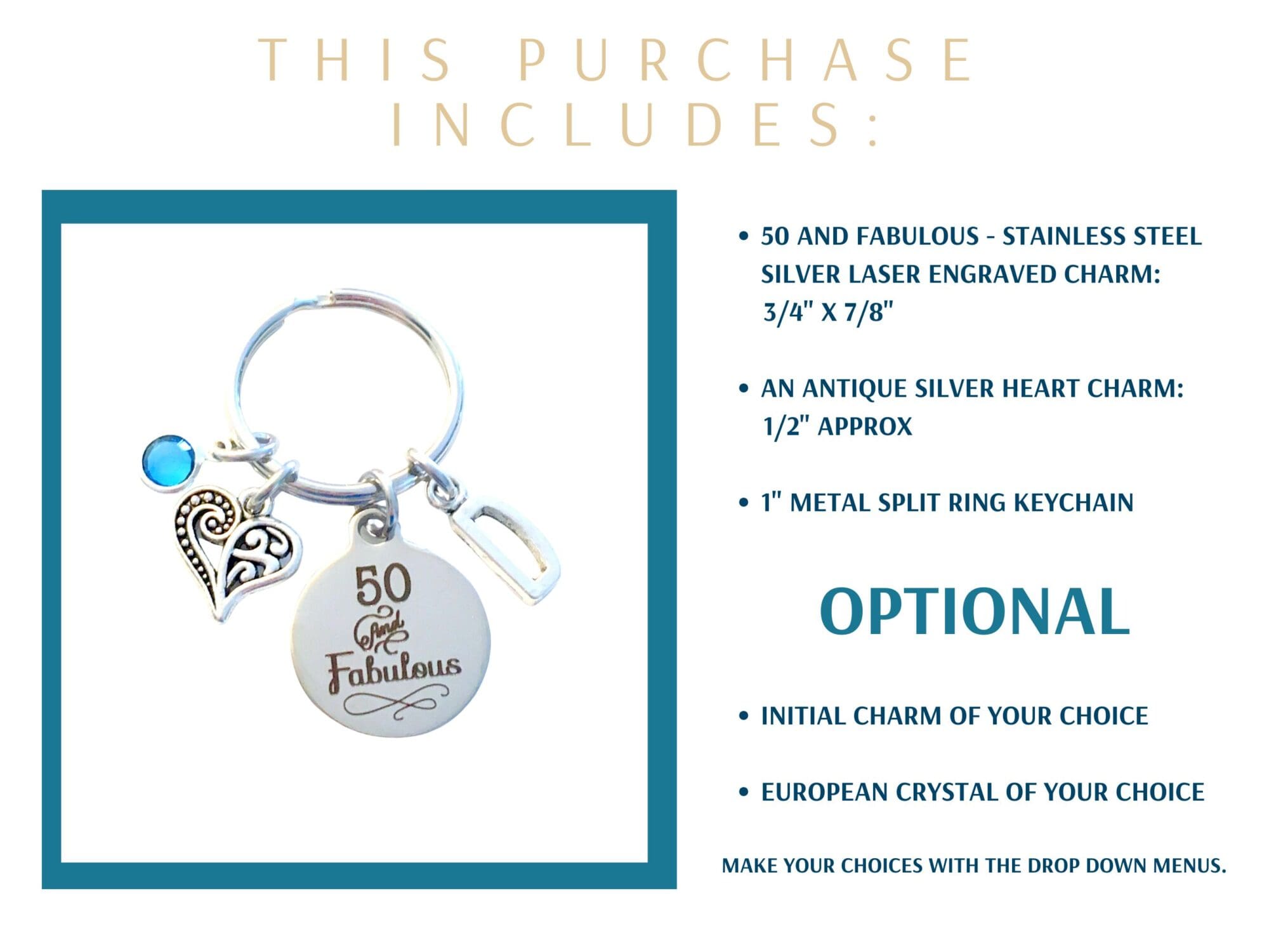50th birthday gifts for women Keychain - Image 2