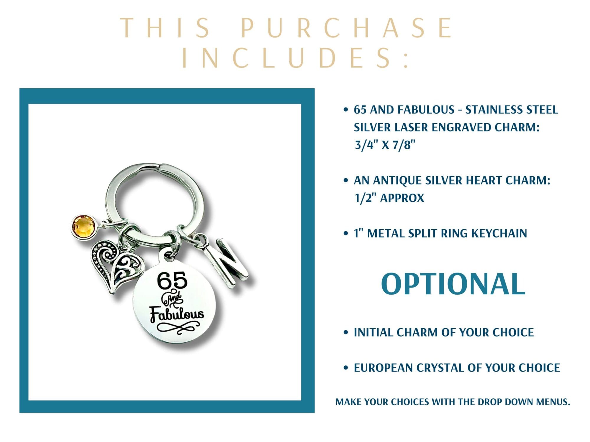65th birthday gifts for women Keychain - Image 2