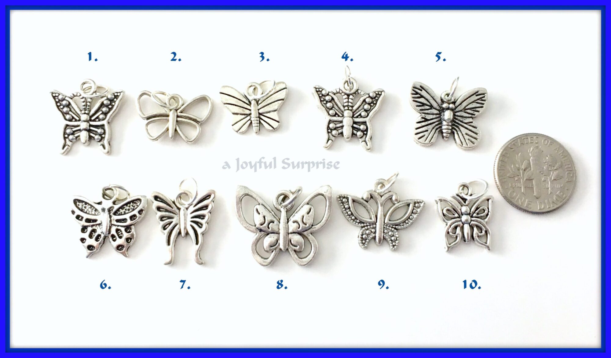 Silver Butterfly Charm - Single Butterfly Pendant - Image 2