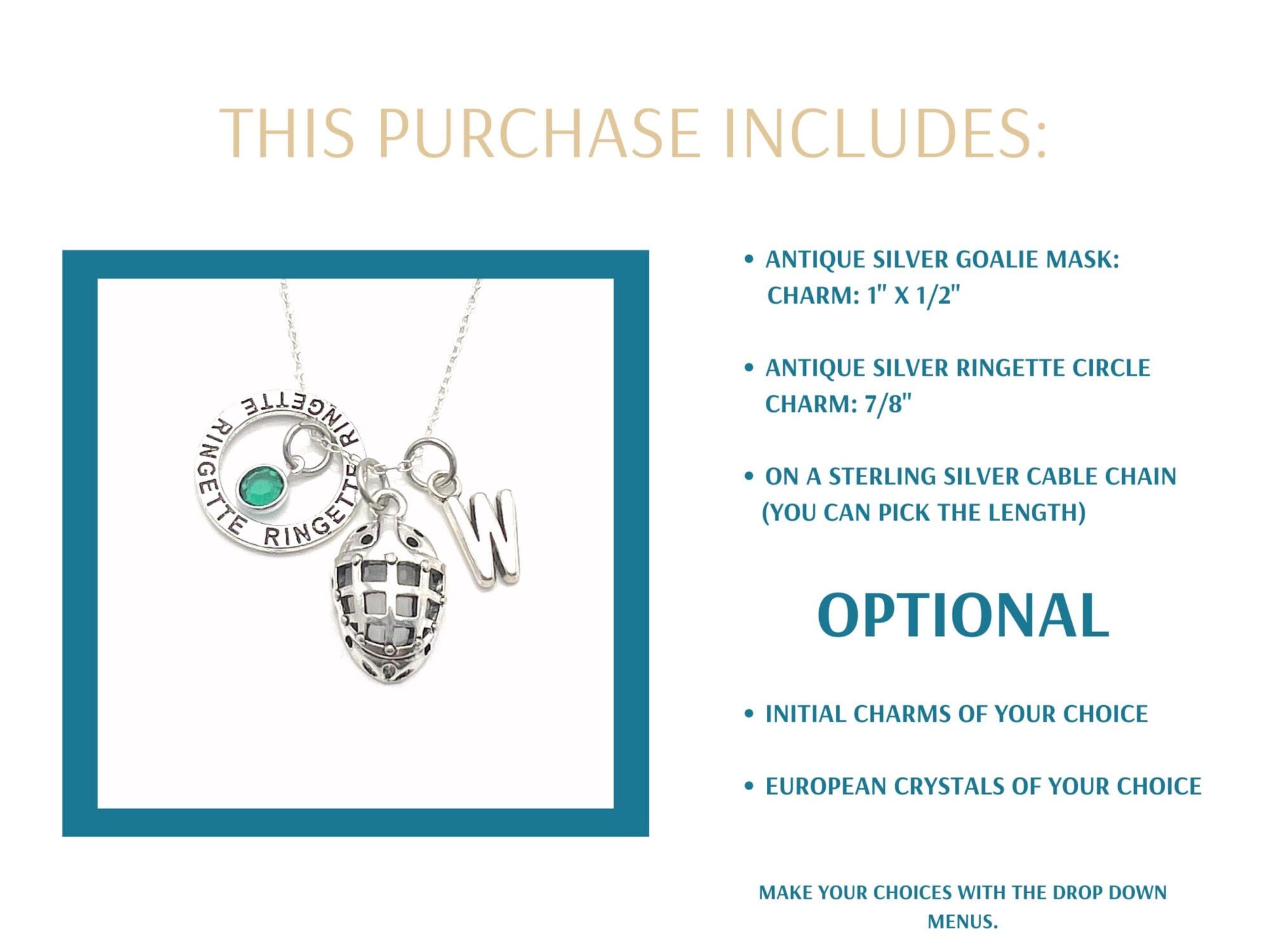 Ringette Goalie Necklace - Gift for Her - Image 2