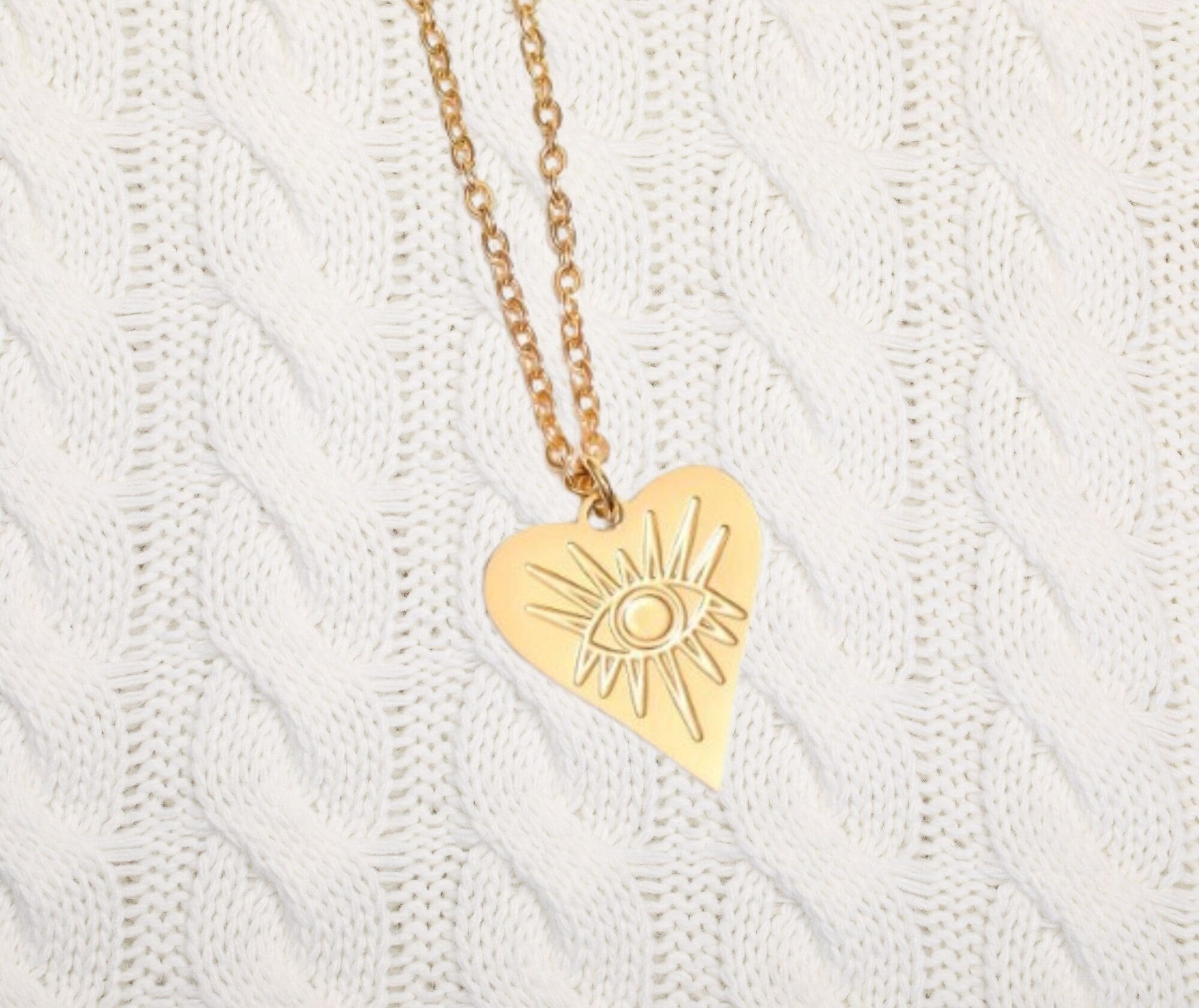 Evil Eye Necklace, Protection Jewelry - 18K Gold Stainless steel Waterproof